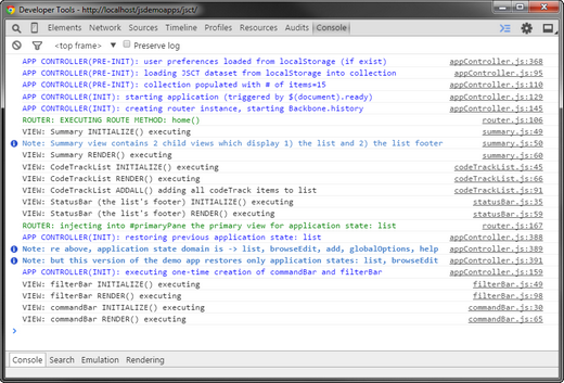 Sample of JSCT diagnostics output