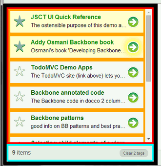 JSCT Summary view with color highlights on borders